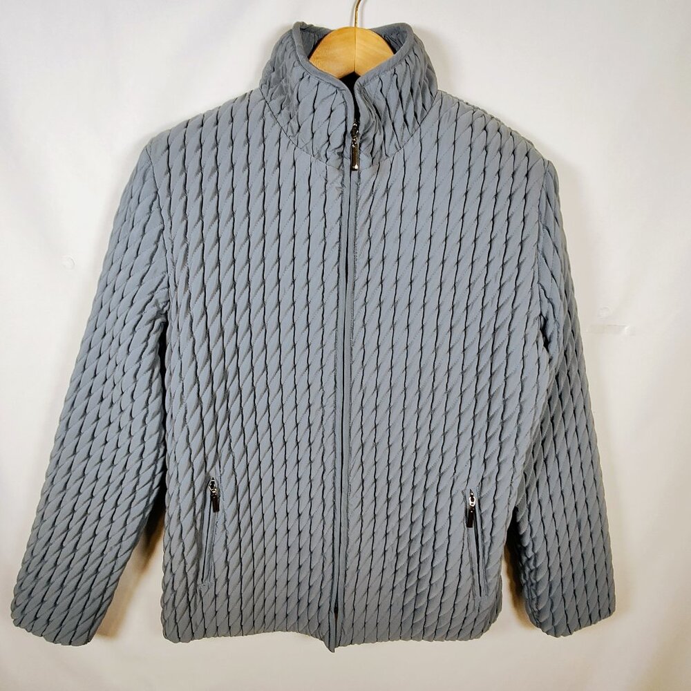 Gallery Women's‎ Medium Quilted Sea Blue Full Zipper Jacket